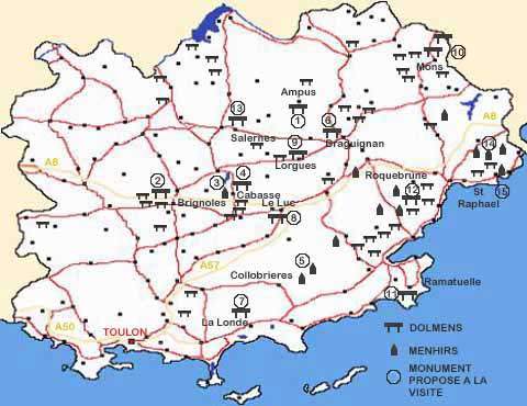 carte des mégalithes varois